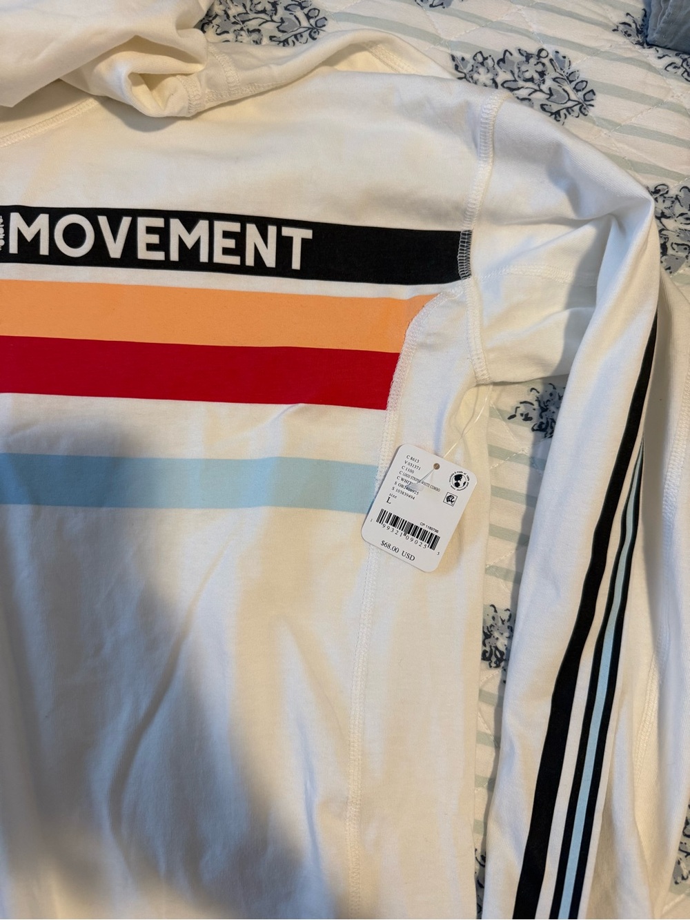 FP Movement by Free People White Tee with Multicolor Stripes - Picture 4 of 4